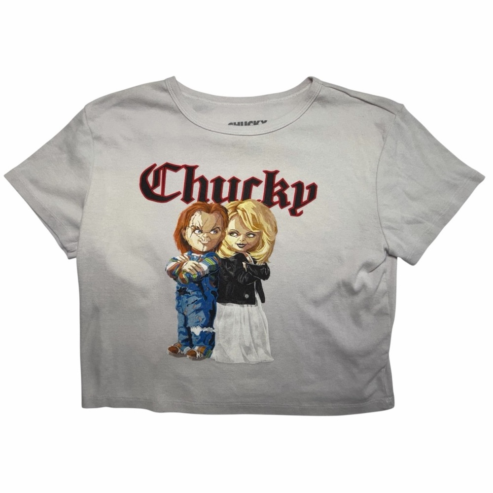 Women’s White Chucky Cropped Tee Size XXL